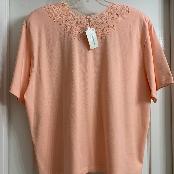 Westbound II Peach Color Blouse with Lace Trim, Size 2X, NWT - Picture 3 of 4